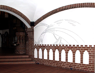 Janne Laurila, Untitled, 2007, pen on canvas, 191 x 400 cm, installation view Passionskirche, Berlin